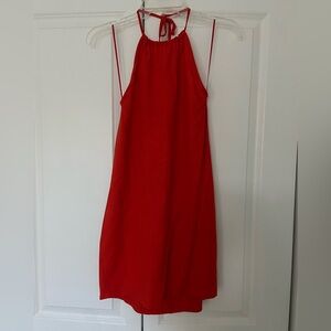 Pull & Bear Red/ Orange Mini Halter Dress XS